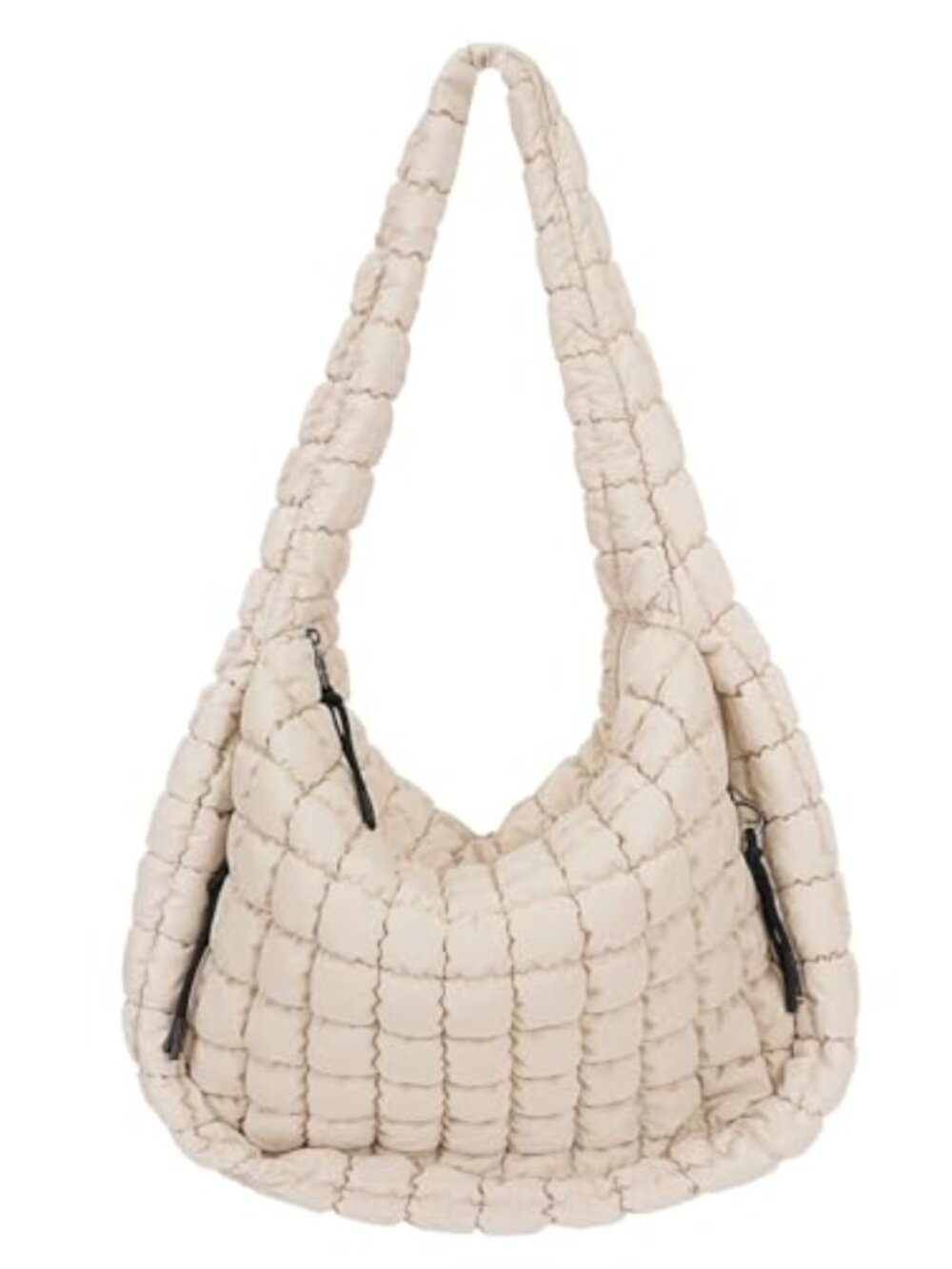 Quilted Nylon Tote Bag Large Puffer Shoulder Bag Lightweight Carryall Hobo
